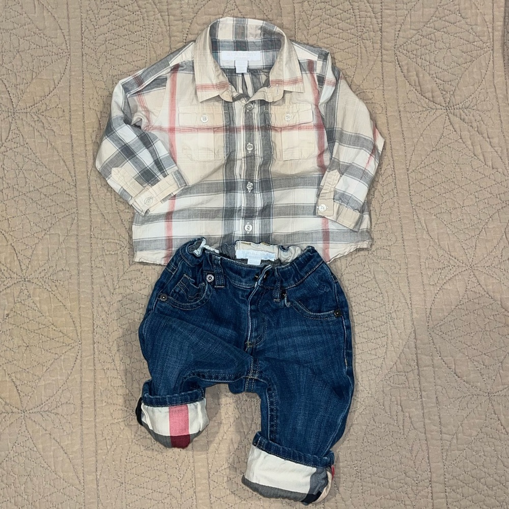 Burberry kids button down & jeans
